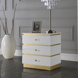 Esme Velvet Contemporary Side Table with Elegant Gold Trim, Stylish Storage & Modern Design