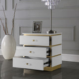 Esme Velvet Contemporary Side Table with Elegant Gold Trim, Stylish Storage & Modern Design