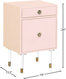 Lia Contemporary Side Table with Gold Trim and Acrylic Legs - Stylish Storage for Modern Decor