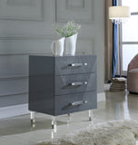 Anastasia Acrylic Contemporary Side Table - Stylish Three-Drawer Organizer for Modern Bedrooms