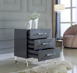 Anastasia Acrylic Contemporary Side Table - Stylish Three-Drawer Organizer for Modern Bedrooms