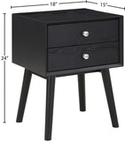 Teddy Contemporary Nightstand with USB Ports, Stylish Wood Grain Finish & Modern Stainless Steel Accents
