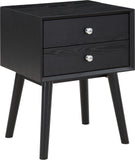 Teddy Contemporary Nightstand with USB Ports, Stylish Wood Grain Finish & Modern Stainless Steel Accents