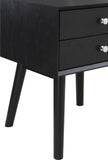 Teddy Contemporary Nightstand with USB Ports, Stylish Wood Grain Finish & Modern Stainless Steel Accents