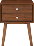 Teddy Contemporary Nightstand with USB Ports, Stylish Wood Grain Finish & Modern Stainless Steel Accents