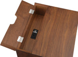 Teddy Contemporary Nightstand with USB Ports, Stylish Wood Grain Finish & Modern Stainless Steel Accents