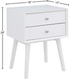 Teddy Contemporary Nightstand with USB Ports, Stylish Wood Grain Finish & Modern Stainless Steel Accents