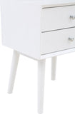 Teddy Contemporary Nightstand with USB Ports, Stylish Wood Grain Finish & Modern Stainless Steel Accents