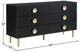 Zayne Engineered Wood Contemporary Dresser with Elegant Gold Accents for Modern Home Décor