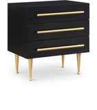 Marisol Black Night Stand - Modern Elegance with Gold Accents, Durable Design & Minimalist Style