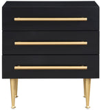 Marisol Black Night Stand - Modern Elegance with Gold Accents, Durable Design & Minimalist Style
