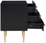 Marisol Black Night Stand - Modern Elegance with Gold Accents, Durable Design & Minimalist Style