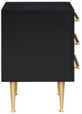 Marisol Black Night Stand - Modern Elegance with Gold Accents, Durable Design & Minimalist Style