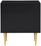 Marisol Black Night Stand - Modern Elegance with Gold Accents, Durable Design & Minimalist Style