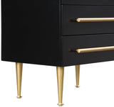 Marisol Black Night Stand - Modern Elegance with Gold Accents, Durable Design & Minimalist Style