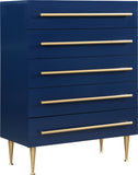 Marisol Contemporary Chest with Rich Black Finish and Stylish Brushed Gold Metal Accents 36"W