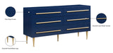 Marisol Contemporary Dresser with Rich Black Finish and Brushed Gold Legs for Modern Elegance