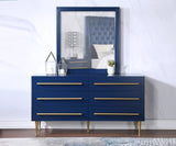 Marisol Contemporary Dresser with Rich Black Finish and Brushed Gold Legs for Modern Elegance