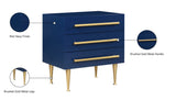 Marisol Contemporary Night Stand with Rich Black Finish and Stylish Brushed Gold Metal Accents