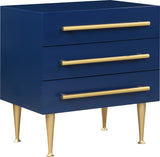 Marisol Contemporary Night Stand with Rich Black Finish and Stylish Brushed Gold Metal Accents