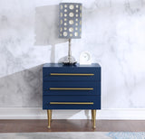Marisol Contemporary Night Stand with Rich Black Finish and Stylish Brushed Gold Metal Accents