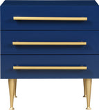 Marisol Contemporary Night Stand with Rich Black Finish and Stylish Brushed Gold Metal Accents