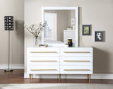 Marisol Contemporary Dresser with Rich Black Finish and Brushed Gold Legs for Modern Elegance