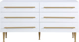 Marisol Contemporary Dresser with Rich Black Finish and Brushed Gold Legs for Modern Elegance