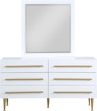 Marisol Contemporary Dresser with Rich Black Finish and Brushed Gold Legs for Modern Elegance