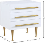 Marisol Contemporary Night Stand with Rich Black Finish and Stylish Brushed Gold Metal Accents