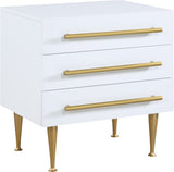 Marisol Contemporary Night Stand with Rich Black Finish and Stylish Brushed Gold Metal Accents
