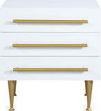Marisol Contemporary Night Stand with Rich Black Finish and Stylish Brushed Gold Metal Accents