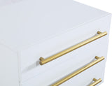 Marisol Contemporary Night Stand with Rich Black Finish and Stylish Brushed Gold Metal Accents