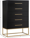 Maxine Black Chest - Modern Elegance with Gold Accents, Spacious Drawers & Chic Contemporary Design