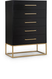 Maxine Black Chest - Modern Elegance with Gold Accents, Spacious Drawers & Chic Contemporary Design