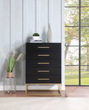 Maxine Black Chest - Modern Elegance with Gold Accents, Spacious Drawers & Chic Contemporary Design
