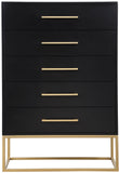 Maxine Black Chest - Modern Elegance with Gold Accents, Spacious Drawers & Chic Contemporary Design