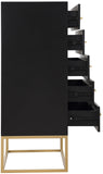 Maxine Black Chest - Modern Elegance with Gold Accents, Spacious Drawers & Chic Contemporary Design