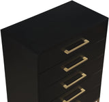Maxine Black Chest - Modern Elegance with Gold Accents, Spacious Drawers & Chic Contemporary Design