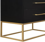 Maxine Black Chest - Modern Elegance with Gold Accents, Spacious Drawers & Chic Contemporary Design