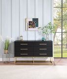 Maxine Black Dresser - Modern Contemporary Design with Gold Accents for Stylish Bedroom Storage