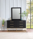 Maxine Black Dresser - Modern Contemporary Design with Gold Accents for Stylish Bedroom Storage