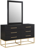 Maxine Black Dresser - Modern Contemporary Design with Gold Accents for Stylish Bedroom Storage