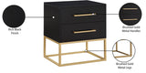 Maxine Black Night Stand - Modern Elegance with Gold Accents, Stylish Storage & Contemporary Design