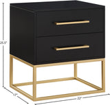 Maxine Black Night Stand - Modern Elegance with Gold Accents, Stylish Storage & Contemporary Design