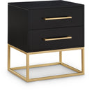 Maxine Black Night Stand - Modern Elegance with Gold Accents, Stylish Storage & Contemporary Design