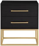 Maxine Black Night Stand - Modern Elegance with Gold Accents, Stylish Storage & Contemporary Design