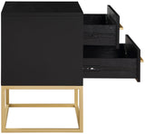 Maxine Black Night Stand - Modern Elegance with Gold Accents, Stylish Storage & Contemporary Design