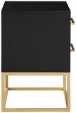 Maxine Black Night Stand - Modern Elegance with Gold Accents, Stylish Storage & Contemporary Design
