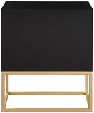 Maxine Black Night Stand - Modern Elegance with Gold Accents, Stylish Storage & Contemporary Design